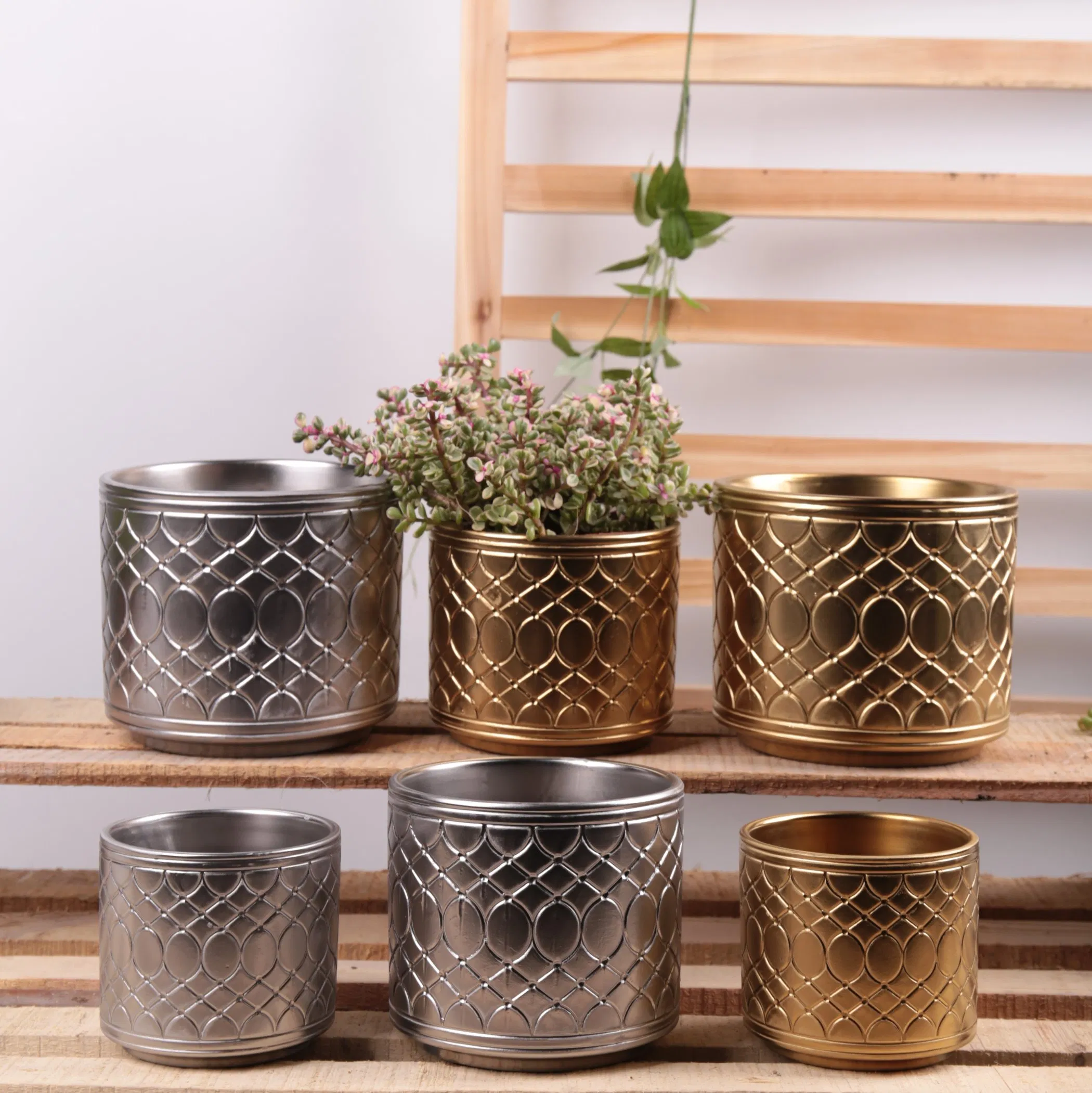 Large Indoor Plant Pot Home Decoration Gold Plating Flower Pot for House Plants