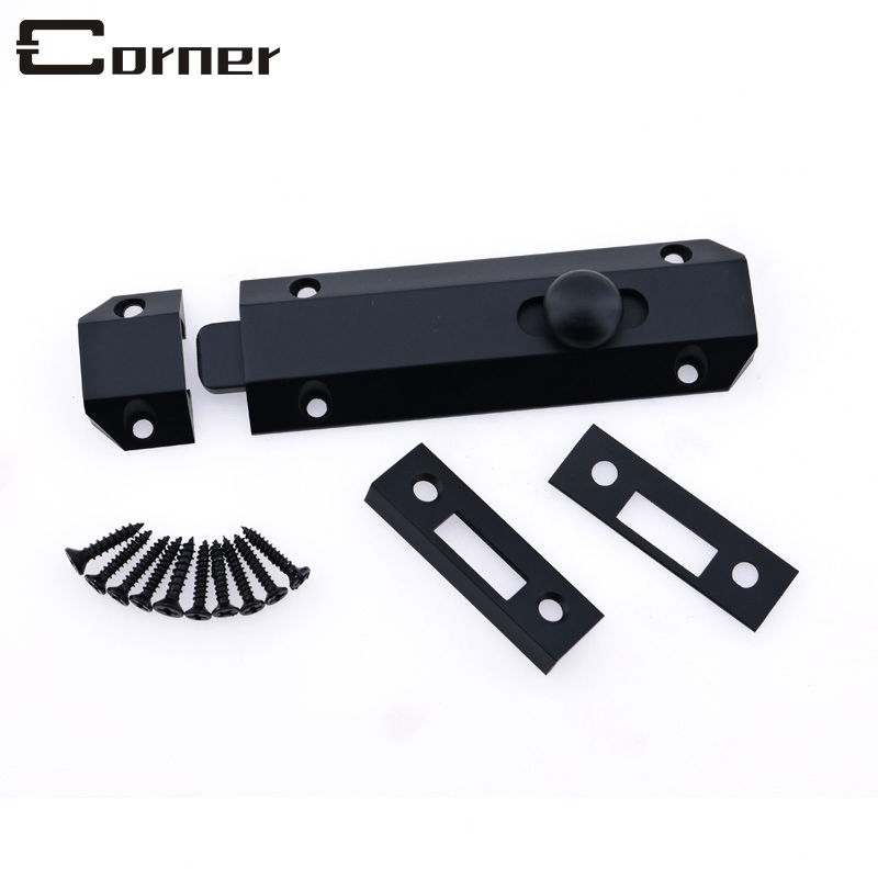 Matt Black Solid Brass Flush Latch Concealed Security Slide Lock Bathroom Tower Door Bolt