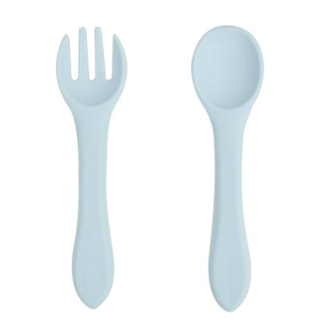 BPA Free Eco-Friendly Silicone Baby Kid Feeding Spoon and Fork Set