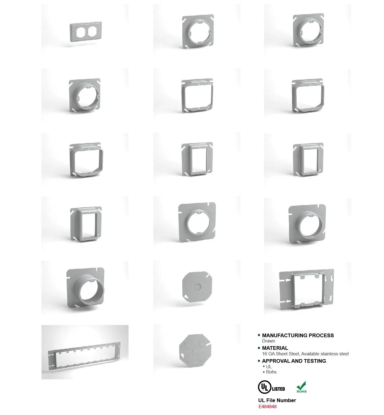 Metal Stamping Parts Adjustable Steel Electrical Switch Junction Box Angle Bracket Ring Cover