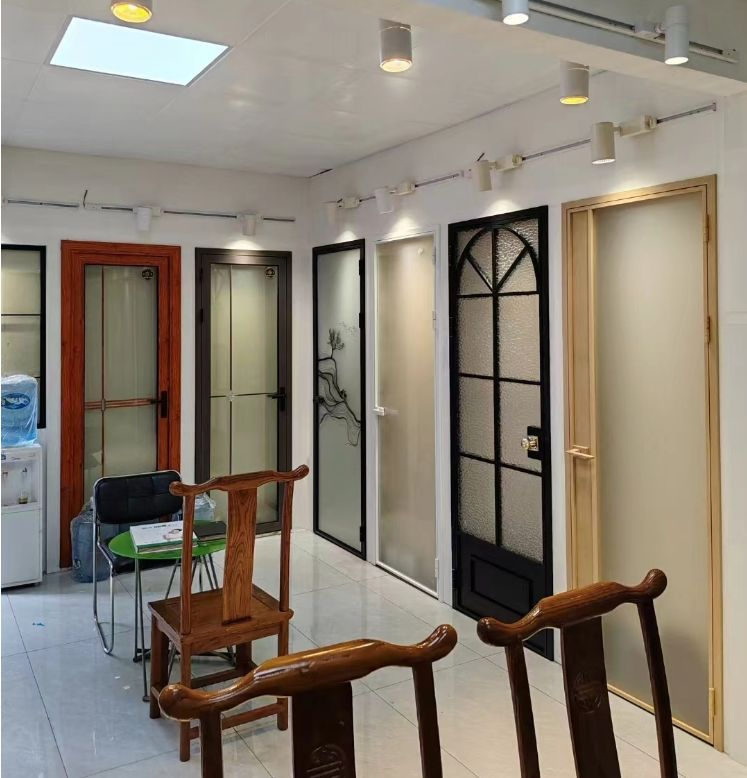 Modern Design Single Leaf Aluminium Swing Glass Door Casement Aluminium Door Bathroom Glass Door
