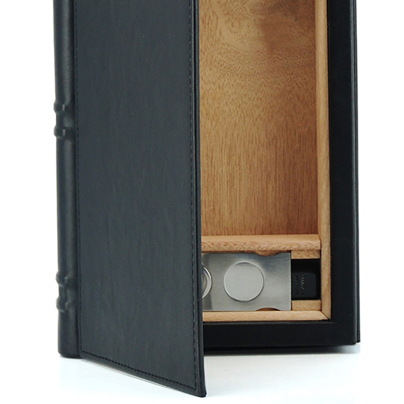 Best Selling Black Leather Travel Cigar Storage Box with Cigar Cutter