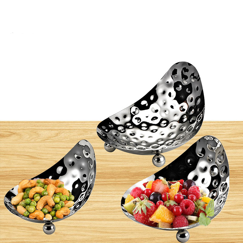 Stainless Steel Hammer Fruit Plate Buffet Hotel Bar KTV Restaurant Home Salad Bowl