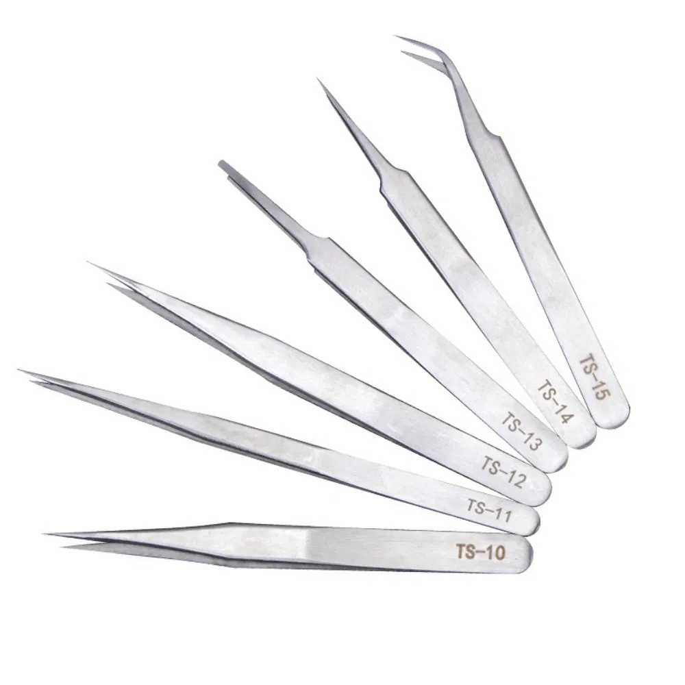 Precision Stainless Steel Pointed Eyebrow Shaping Hair Removal ESD Anti Static Tweezers