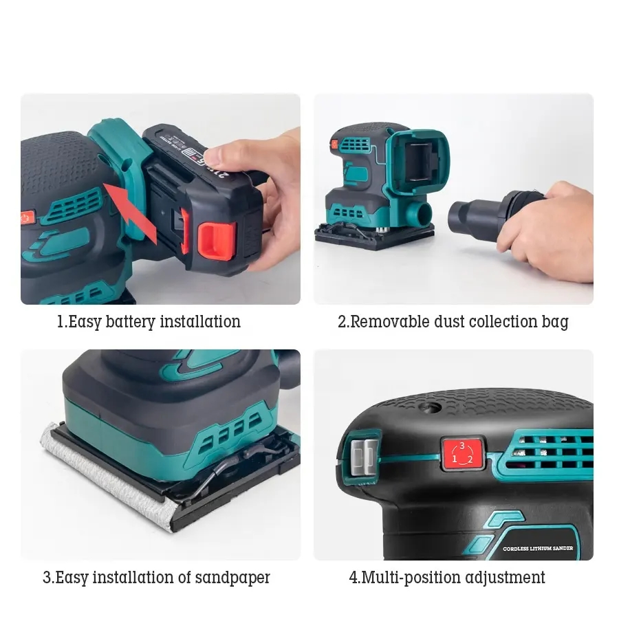 Brushless Cordless Sander with Lithium Battery Square Orbital Polisher for Wood Metal Drywall Sanding