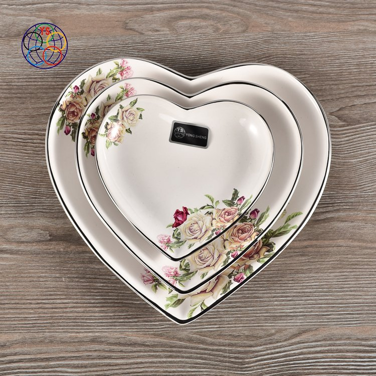 Multi-Sizes Ceramic Desert Dish Heart Shape Plate