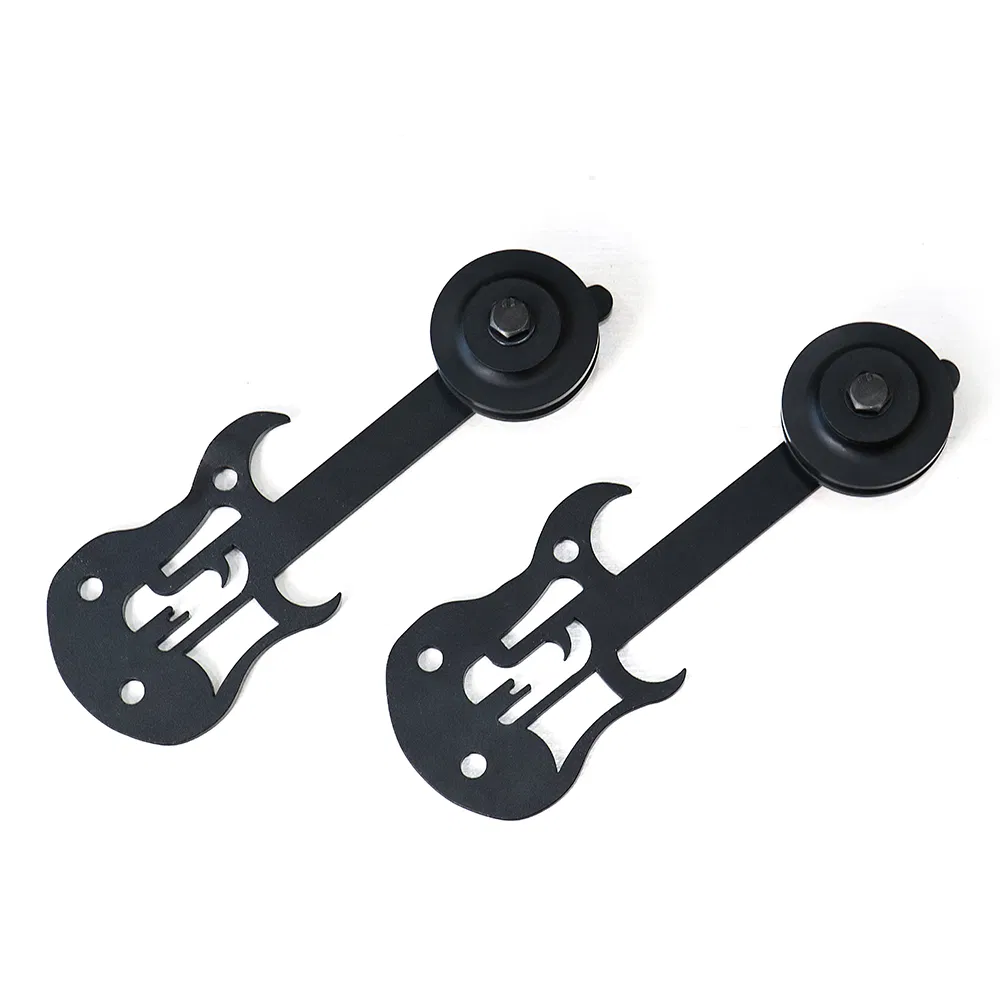 Standard Double Barn Door Hardware Kit Roller Hanger with Guitar Design