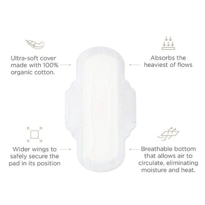 Disposable Feminine Organic Cotton Menstrual Biodegradable Lady Pad Sanitary Napkin Towel