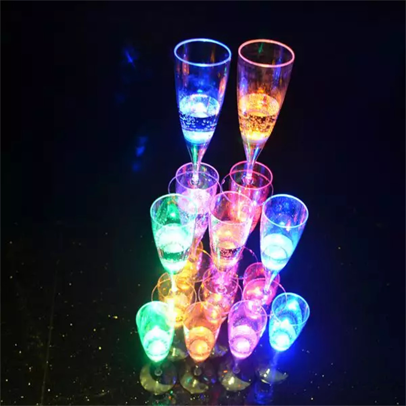 Low Price Promotion Liquid Sensor Cup Party Bar Drinking 150ml Light up Glow Luminous LED Wine Glasses Flute Champagne Cup