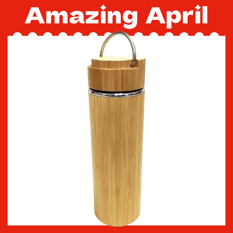 Термос из нержавеющей стали с бамбуковой отделкой