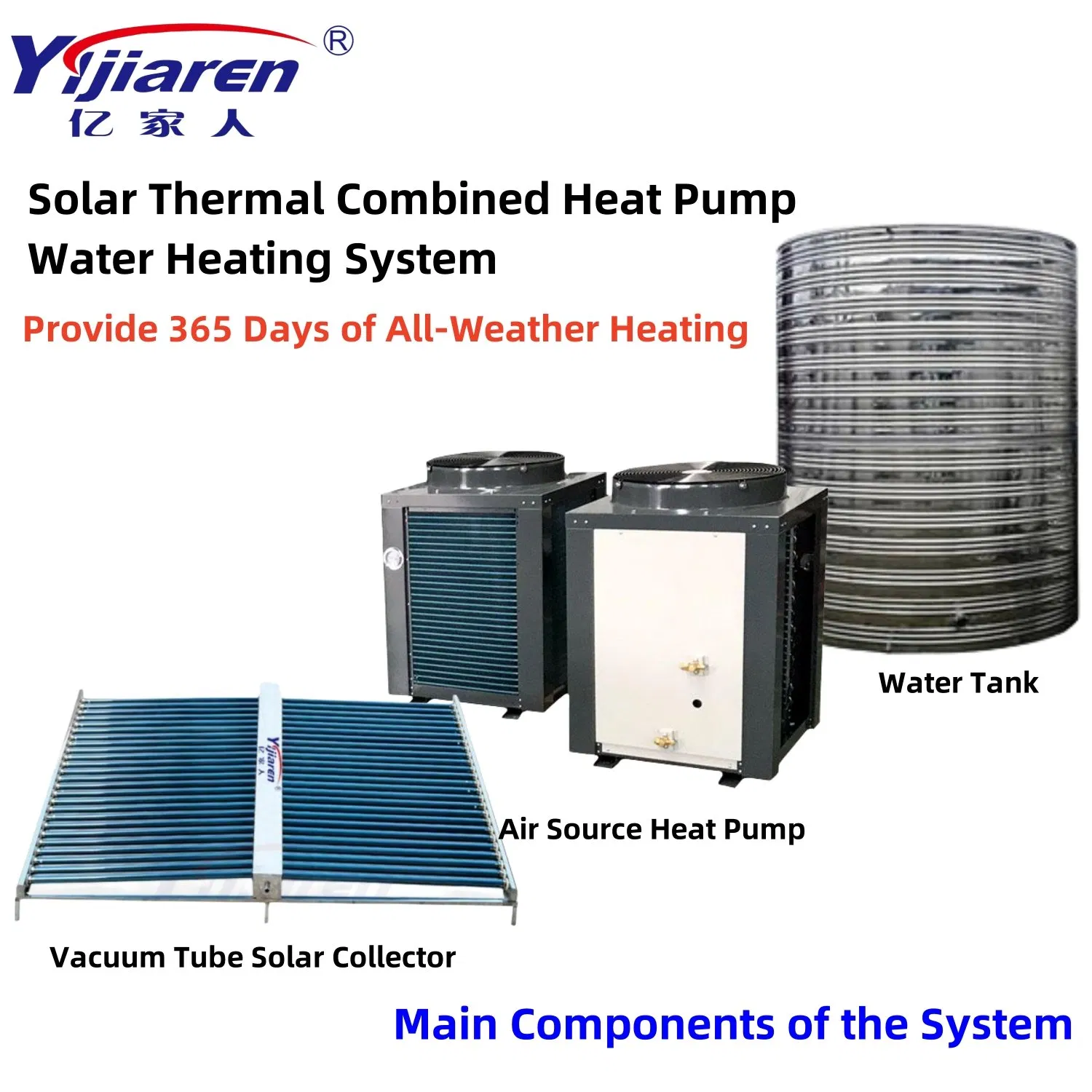 Multi-Power Sauna Swimming Pool Water Heating Evacuated Tube Solar Collector Air Source Water Heater Heat Pump
