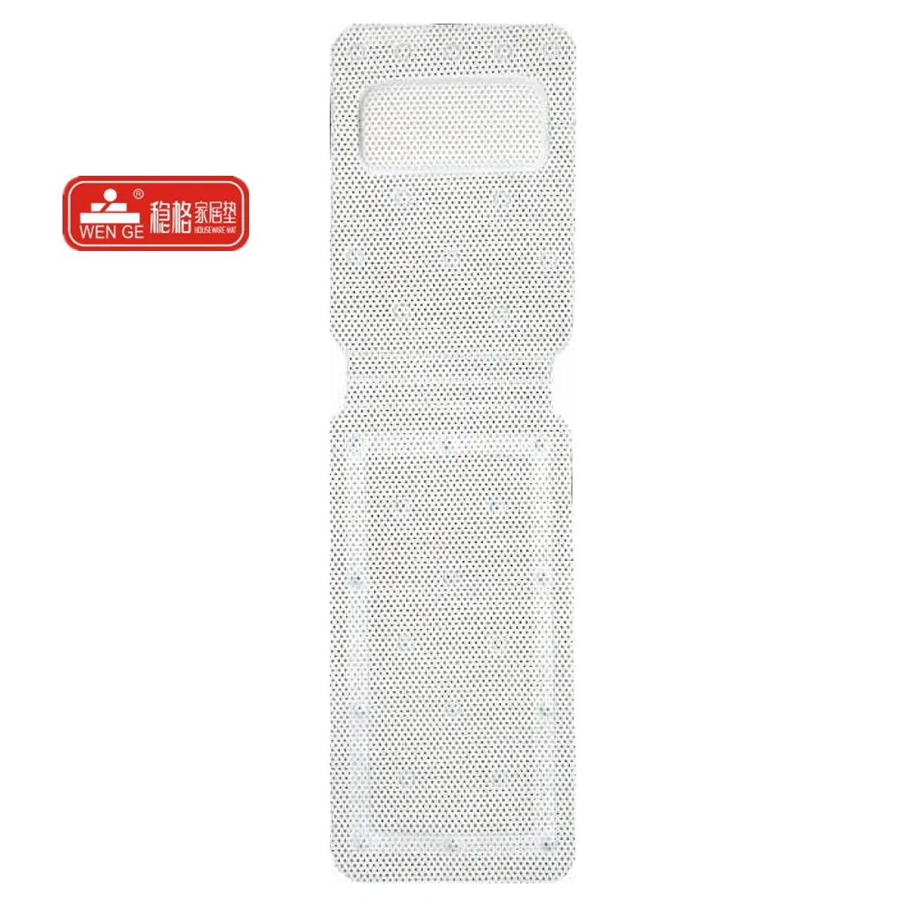 Customized Printed Eco-Friendly Soft Luxury Hotel Bathroom Shower Bathtub Mat PVC Anti-Slip Suction Cup Full Body Bath Mat with Bathtub Pillow