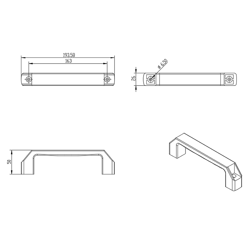 3074 160mm Plastic Door Handles for Window and Aluminum Profile Extrusion
