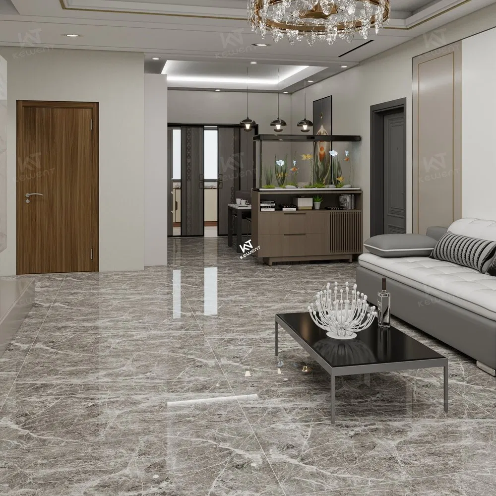 Custom Order 600X1200 Gray Glossy Floor Tiles Grey Glazed Floor Tiles