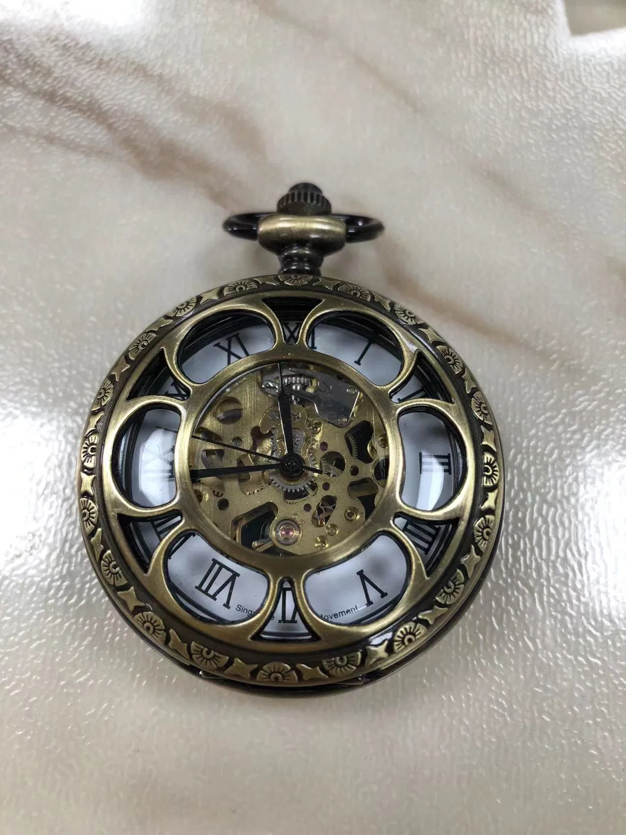 Customized Japan Movt Antique Gold Quartz Pocket Watch for Promotion Gift