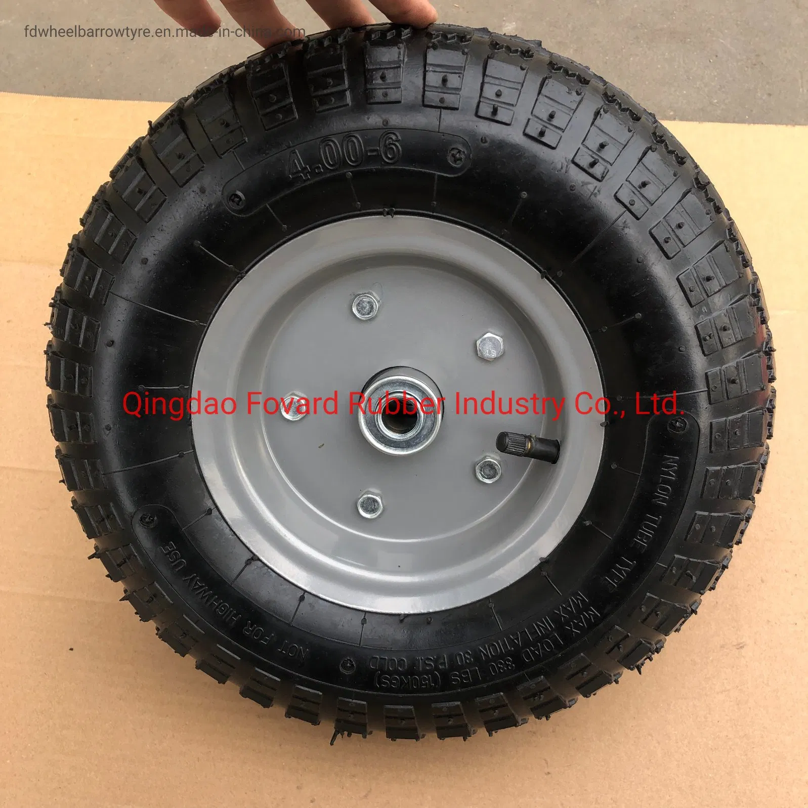 12 Inch 4.00-6 Pneumatic Rubber Wheel for Garden Wagon Cart Trolley Wheelbarrow