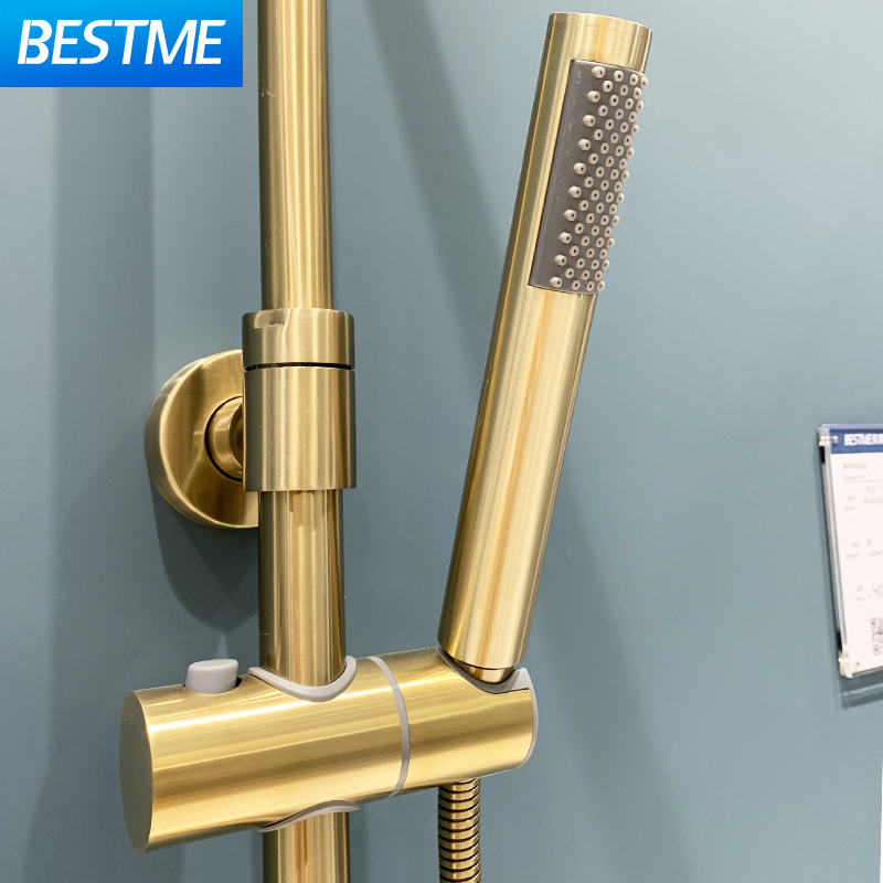 2021 New Color Brushed Gold Wall Mounted Square Bathroom Shower Faucet (BF-65242LG)