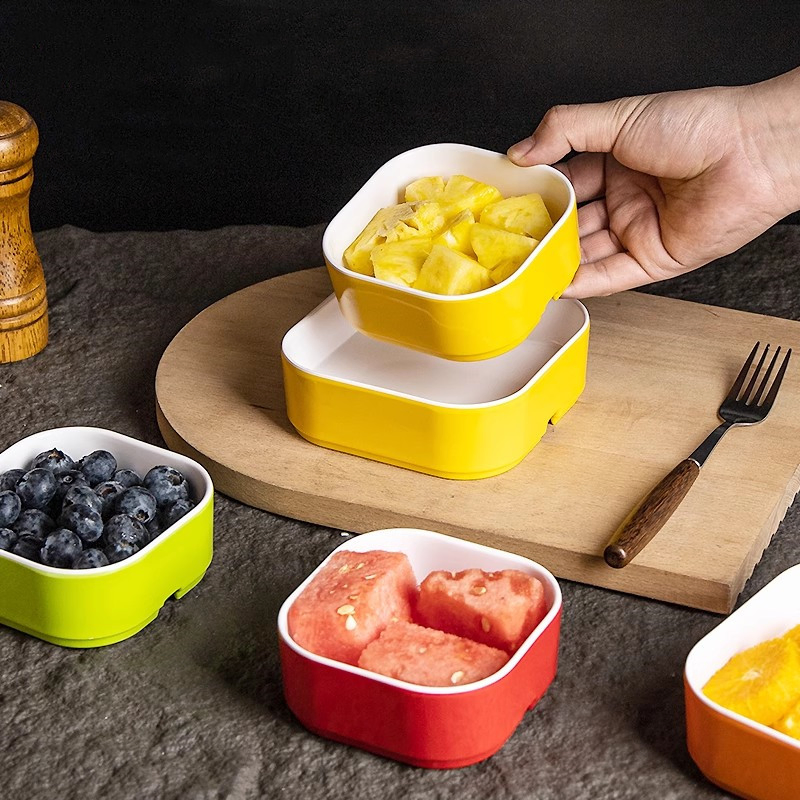 Melamine Fruit Container Square Dessert Food Bowl Restaurant Buffet Salad Bowl Custom