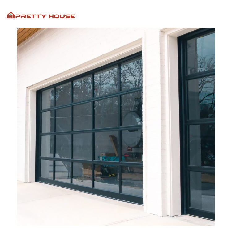 Automatic Aluminum Full View Tempered Glass Sectional Overhead Garage Doors