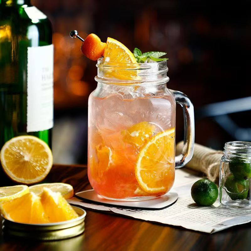 Стеклянная кружка 16 oz с ручкой для напитков