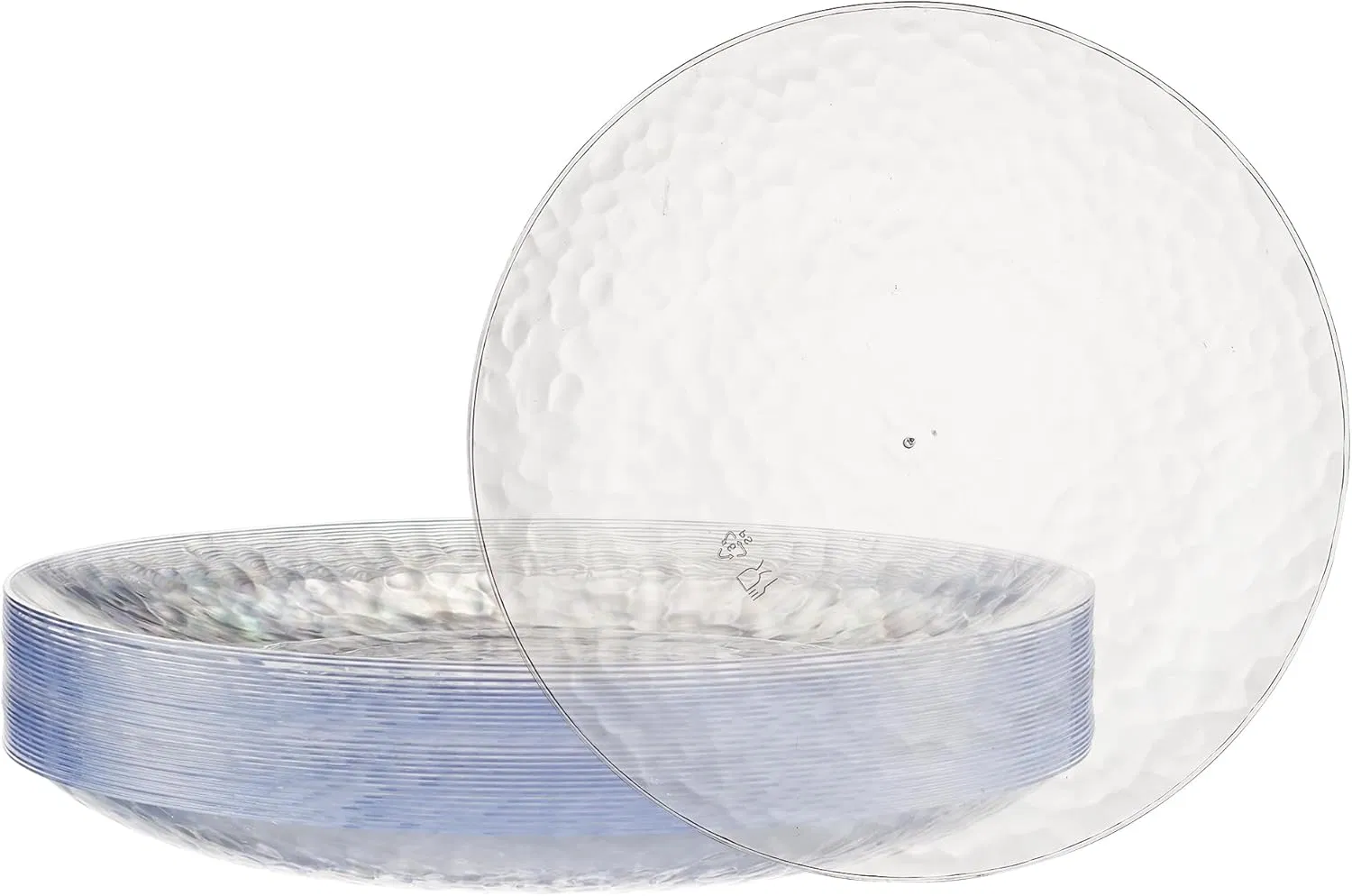 Heavy Weight Disposable Plastic Plates Elegant Clear Hammered Platsic Party Dishes 9'' Inch Plates