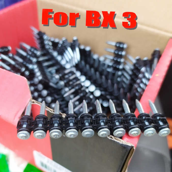 1000 Pack Black High Performance Collated Nails for Bx3 Cordless Concrete and Steel Battery Nailer Strong Drive Pins for Heavy Duty Construction Installatio