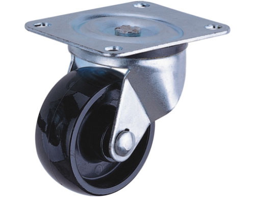 Top Plate Black PP Fix Wheel with Plain Bearing