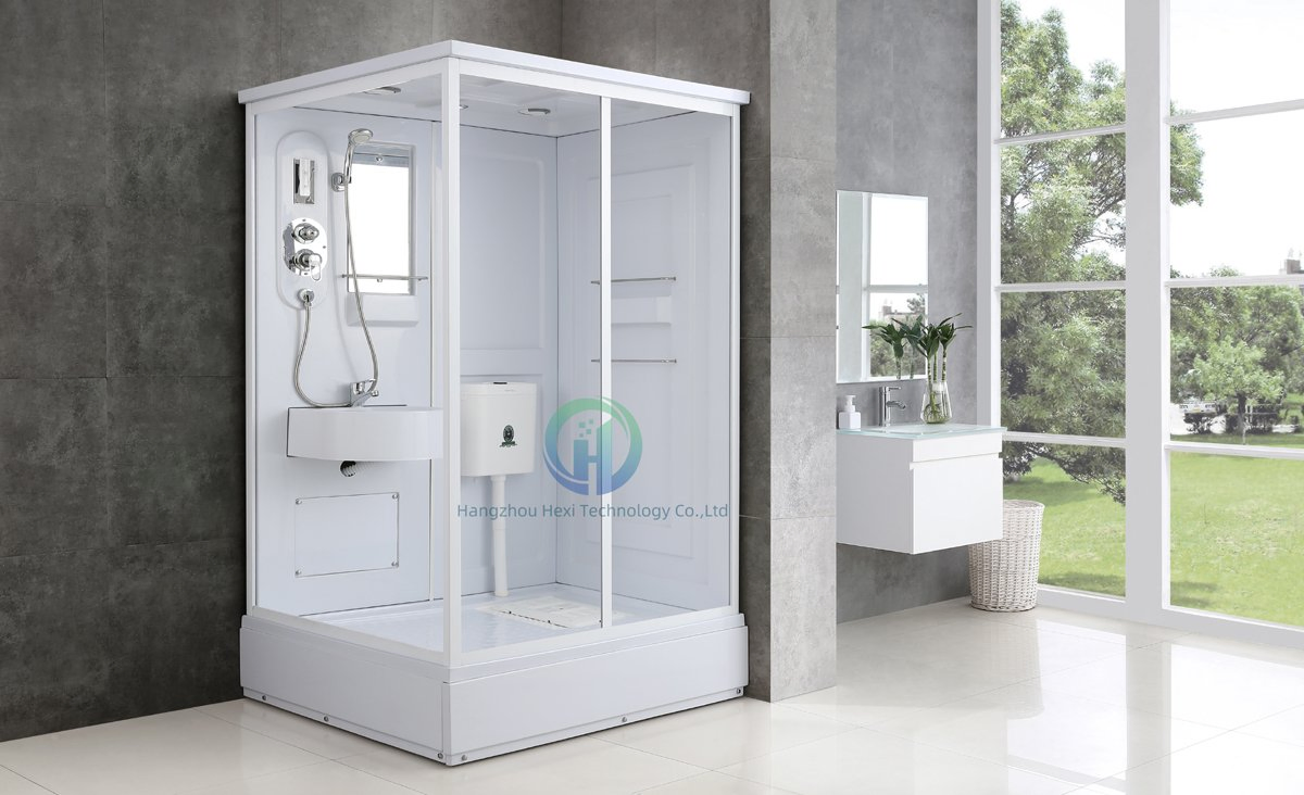 Prefab Bathroom Pod with Glass Door for One Bedroom Complete Shower Unit