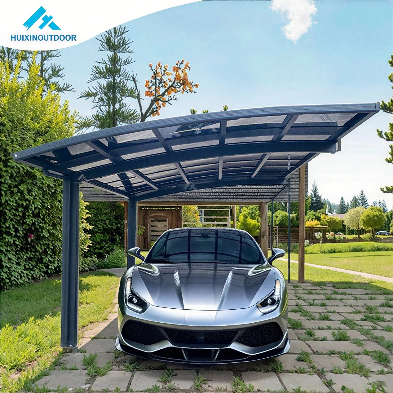 Weather Resistant Outdoor Roof Car Parking Shed Aluminium Metal Carport Canopy Polycarbonate Car Shelter