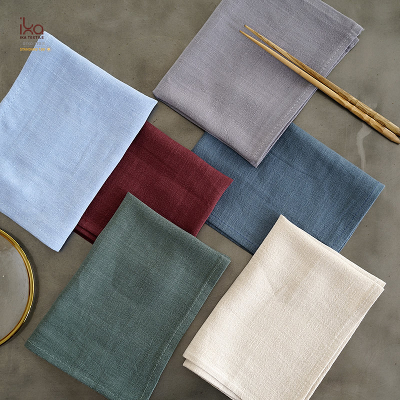 Wedding Wholesale Decoration Fabric Personalized Custom Printed Woven Logo White Christmas Linen Cotton Cloth Napkins with Embroidery