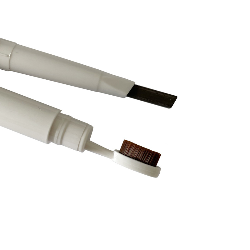 Double Headed Triangle Eyebrow Pencil with Toothbrush Head Makeup Pen
