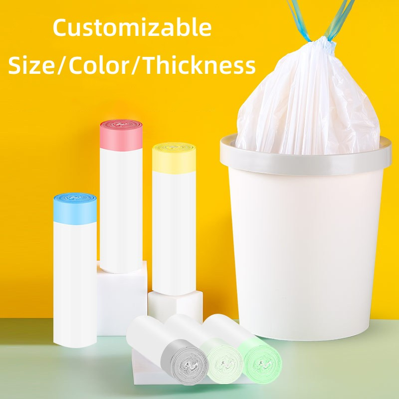 Drawstring Trash Bag Garbage Bag, Tall Kitchen Draw String Garbage Bag, 13 Gallon (60*70cm) , Unscented, 20PCS/Roll--White