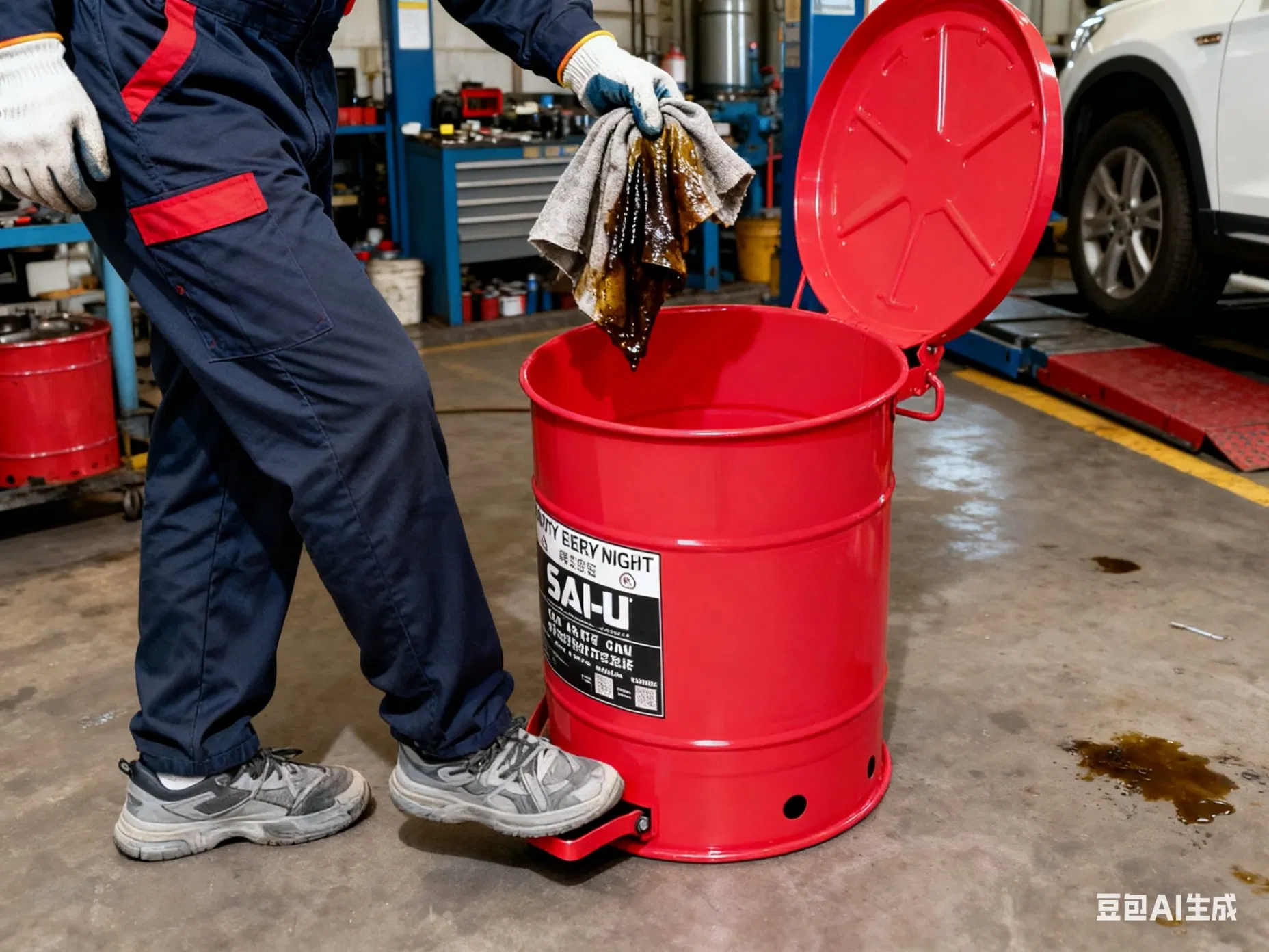 Металлическая педальная урна для масляных отходов Sai-U 10 галлонов