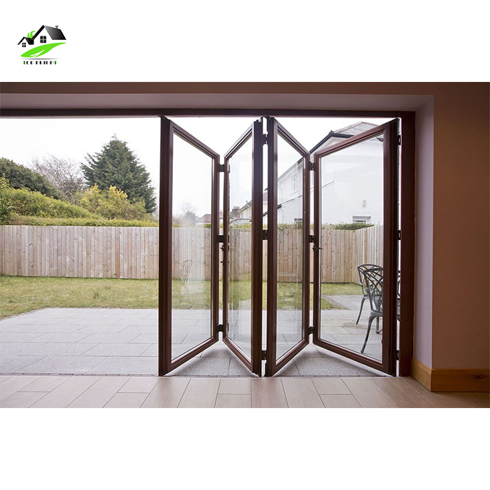 Topbright Panorama Design Bifold Bi-Fold Doors Slim Frame Screen Big Spaces Black Aluminum Folding Patio Doors Exterior Accordion Folding Doors