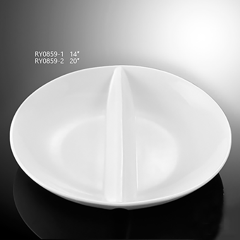 Large Porcelain Divided Round Plate for Hotel