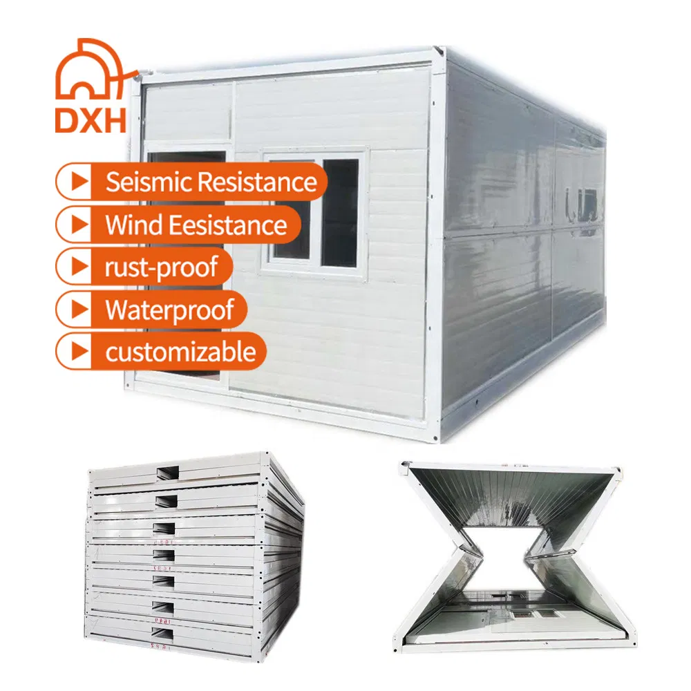 Dxh Windproof 20FT Foldable Folding Prefabricated Portable Bedroom Fold out Modern Camp Prefab Home Container House for Camping