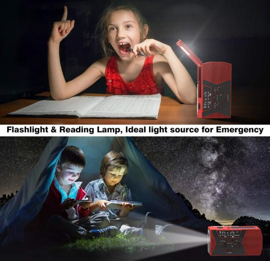 Аварийный фонарь-радио с солнечной панелью и ручной зарядкой