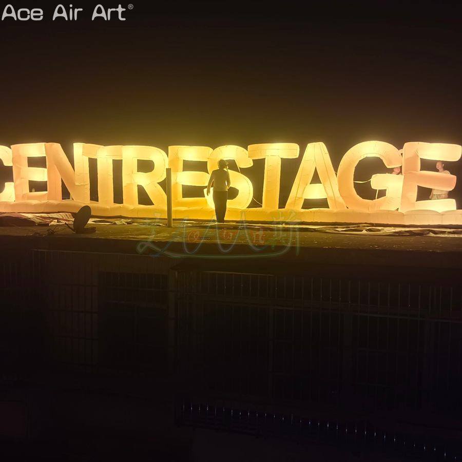 Custom Yellow Inflatable Lettering with Base; Large Inflatable Decoration for Outdoor Advertising.