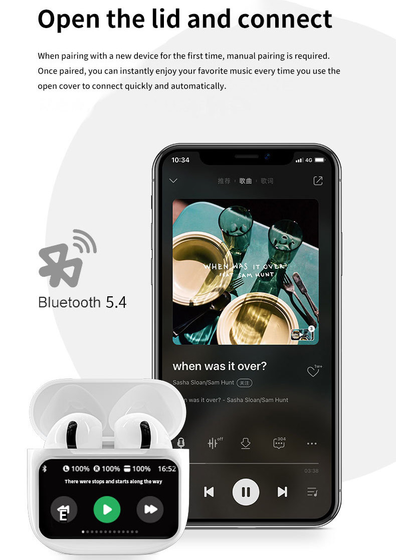 New A11 PRO Full Color LED Touch Screen HiFi Stereo Top Enc Actively Reduce Eliminate Noise Tws Earbud Earphone