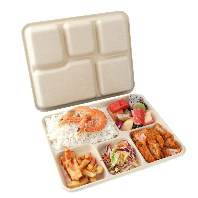 Disposable Lunch Fast Food Takeaway Food Container Biodegradable Cornstarch Tray