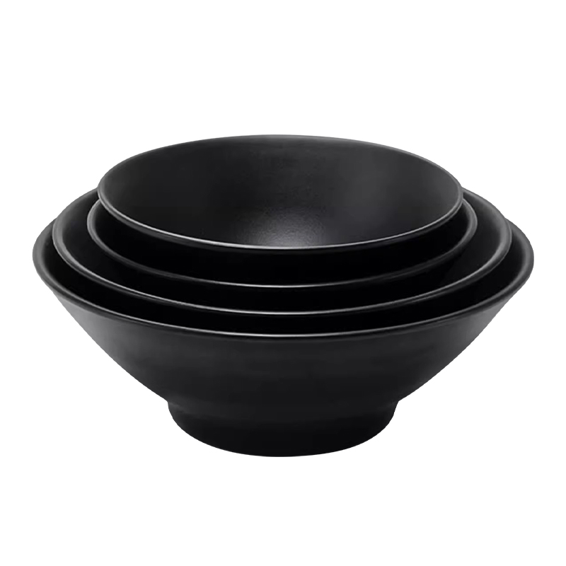 Custom Logo Restaurant Melamine Noodle Bowl Plastic Black Household Soup Bowl