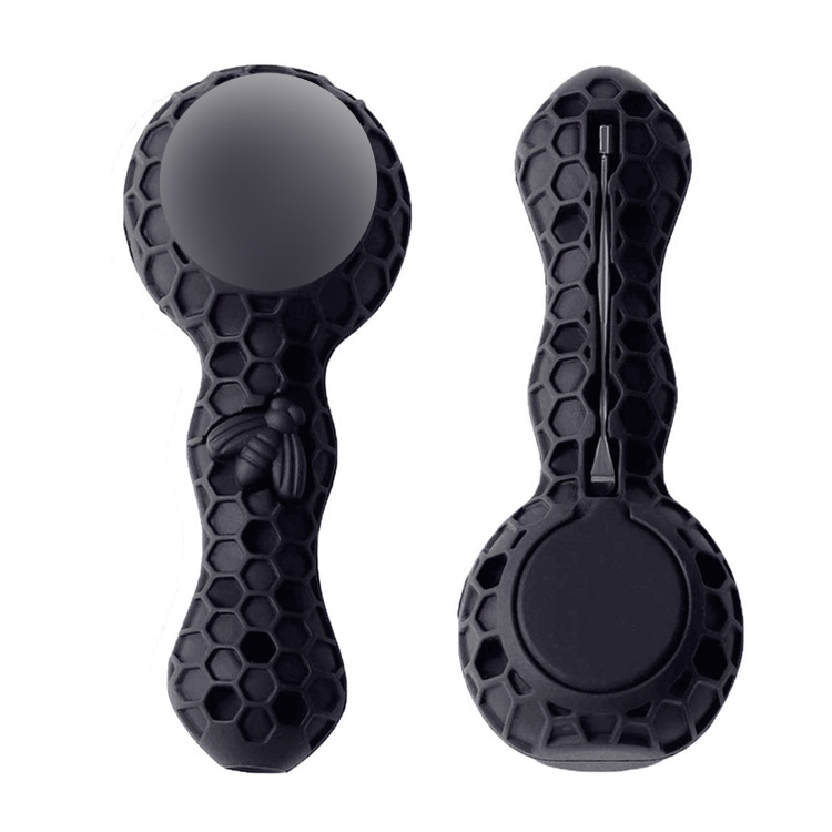 Honeybee Honeycomb Tobacco Spoon Silicone Pipe with Glass Smoking Bowl