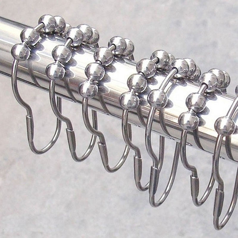 Stainless Steel Color Curtain Hooks Bath Rollerball Shower Hooks Glide Rings