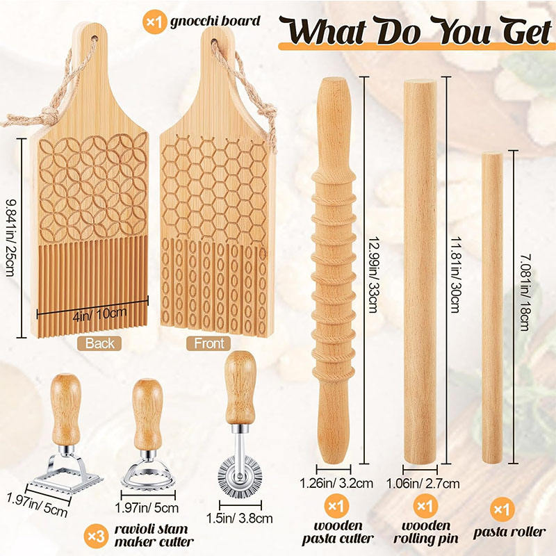 Complete Kitchen Pasta Tool Kit with Rolling Pin and Ravioli Cutter