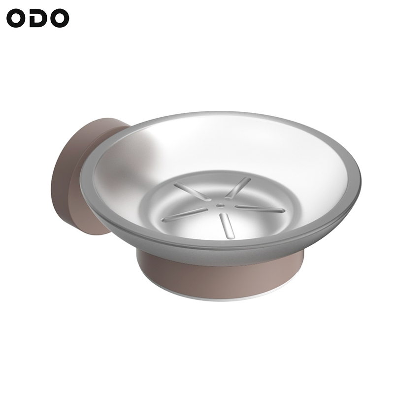 Мыльница настенная кофейного цвета со стальной подставкой