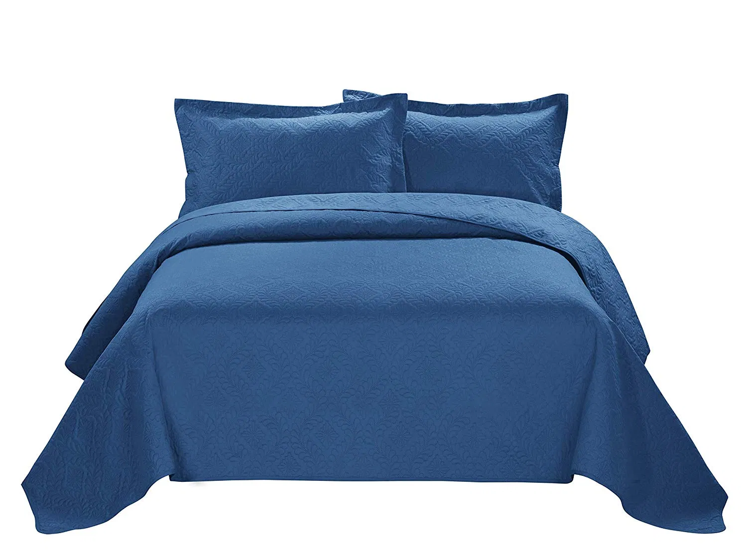 Solid Color Ultrasonic Heat Embossed Microfiber DOT Quilting Bedspread Quilt Set
