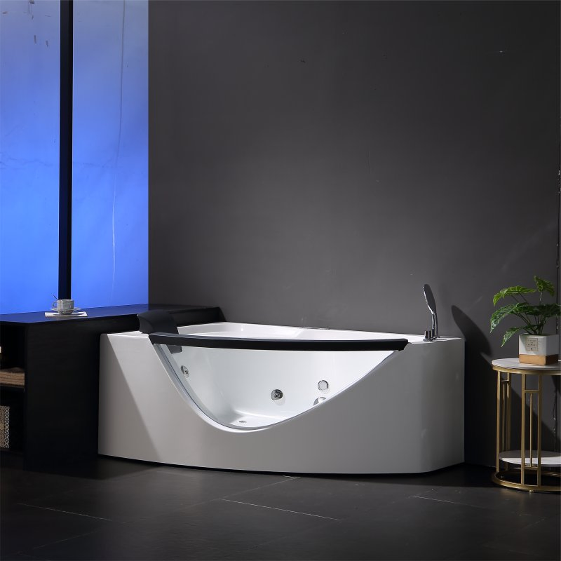 Угловая акриловая ванна-джакузи с гидромассажем и подсветкой