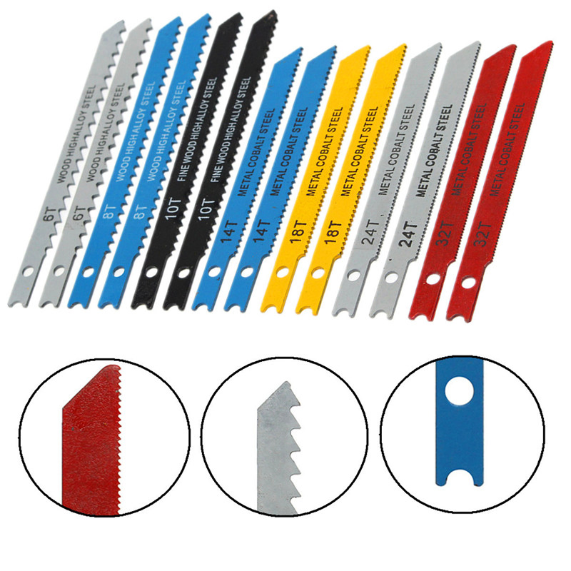 Hot Sale 14PCS U Fitting Jigsaw Blades Set Metal Plastic Wood Jig Saw Tool