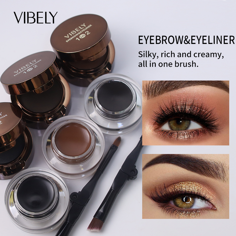 High Pigment Lasting Tinted 3D Eye Brow Enhancers 2-in-1 Eyebrow Powder Eyeliner