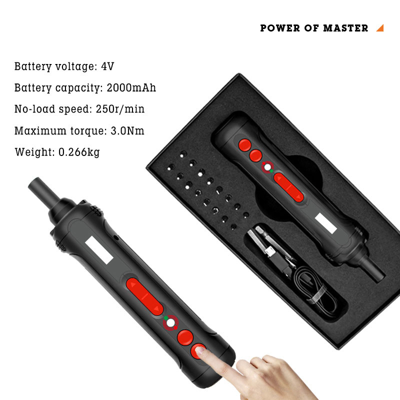 4V Electric Screwdriver Manual Neon-Electroscope Test Pencil Multifunction Front LED USB Charging Cable Cordless Screwdriver